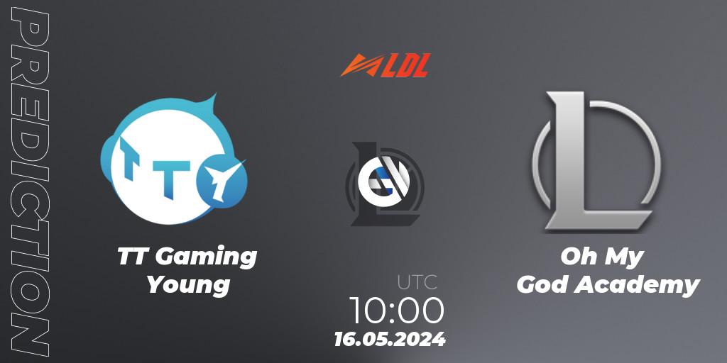 Pronósticos TT Gaming Young - Oh My God Academy. 16.05.2024 at 10:00. LDL 2024 - Stage 2 - LoL