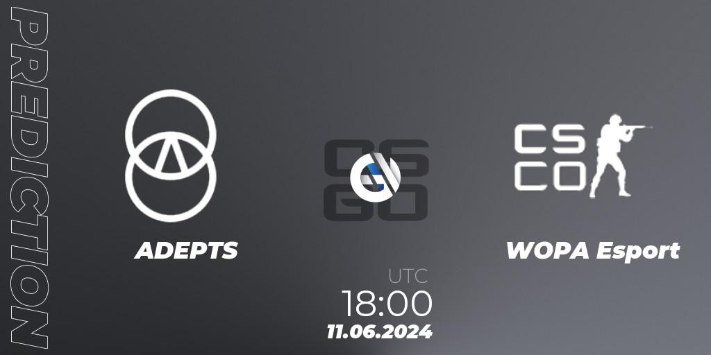 Pronósticos ADEPTS - WOPA Esport. 11.06.2024 at 18:00. CCT Season 2 European Series #6 Play-In - Counter-Strike (CS2)
