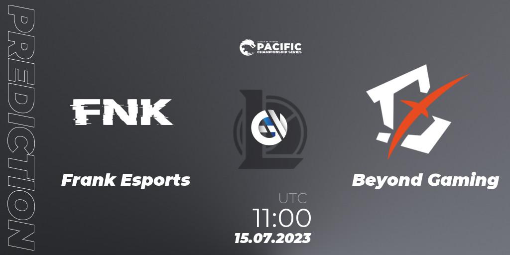 Pronósticos Frank Esports - Beyond Gaming. 15.07.2023 at 11:00. PACIFIC Championship series Group Stage - LoL