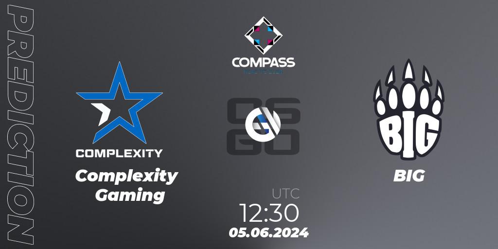 Pronósticos Complexity Gaming - BIG. 05.06.2024 at 13:50. YaLLa Compass 2024 - Counter-Strike (CS2)