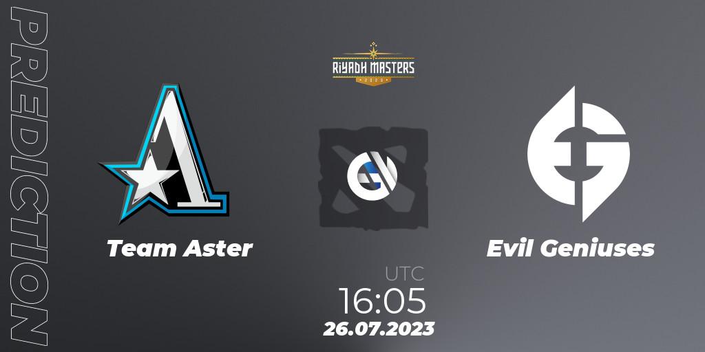 Pronósticos Team Aster - Evil Geniuses. 26.07.23. Riyadh Masters 2023 - Dota 2