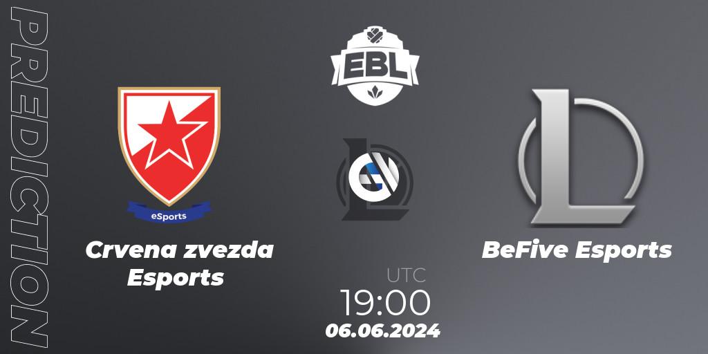 Pronósticos Crvena zvezda Esports - BeFive Esports. 06.06.2024 at 19:00. Esports Balkan League Season 15 - LoL