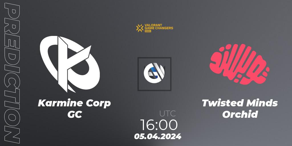 Pronósticos Karmine Corp GC - Twisted Minds Orchid. 05.04.2024 at 16:00. VCT 2024: Game Changers EMEA Contenders Series 1 - VALORANT