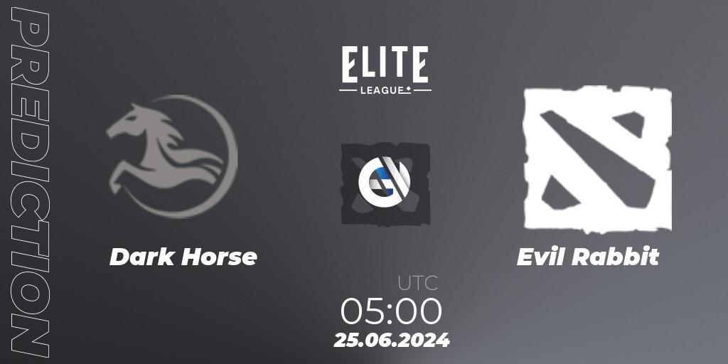 Pronósticos Dark Horse - Evil Rabbit. 25.06.2024 at 05:00. Elite League Season 2: China Closed Qualifier - Dota 2