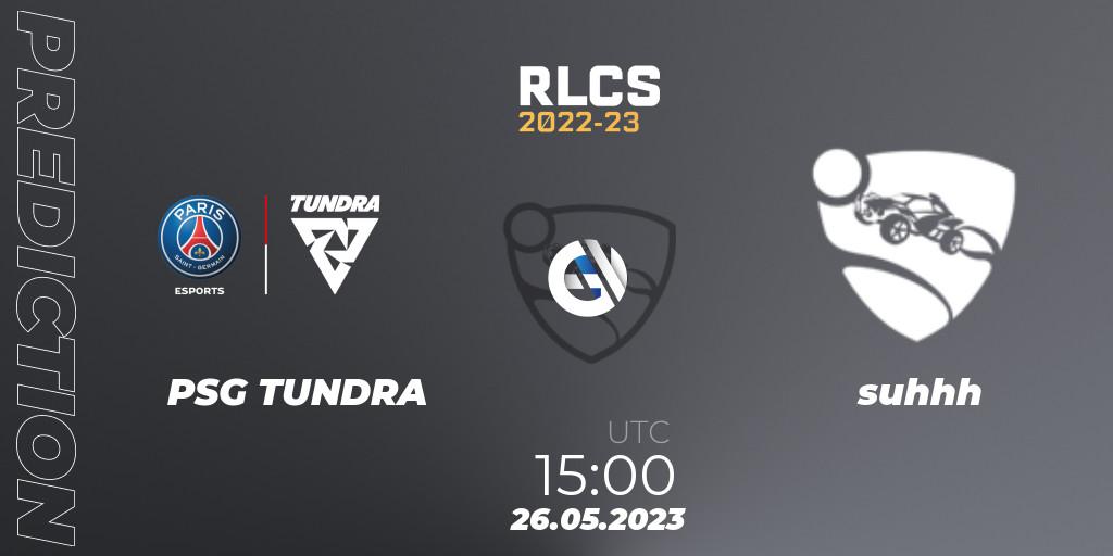 Pronósticos PSG TUNDRA - suhhh. 26.05.2023 at 15:00. RLCS 2022-23 - Spring: Europe Regional 2 - Spring Cup - Rocket League