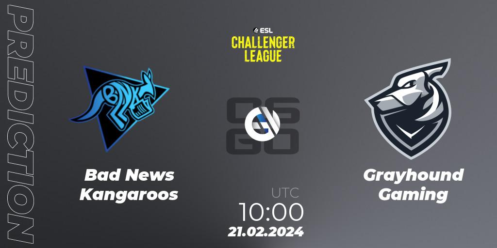Pronósticos Bad News Kangaroos - Grayhound Gaming. 21.02.24. ESL Challenger League Season 47: Oceania - CS2 (CS:GO)
