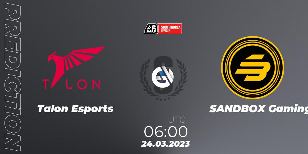 Pronósticos Talon Esports - SANDBOX Gaming. 24.03.23. South Korea League 2023 - Stage 1 - Rainbow Six