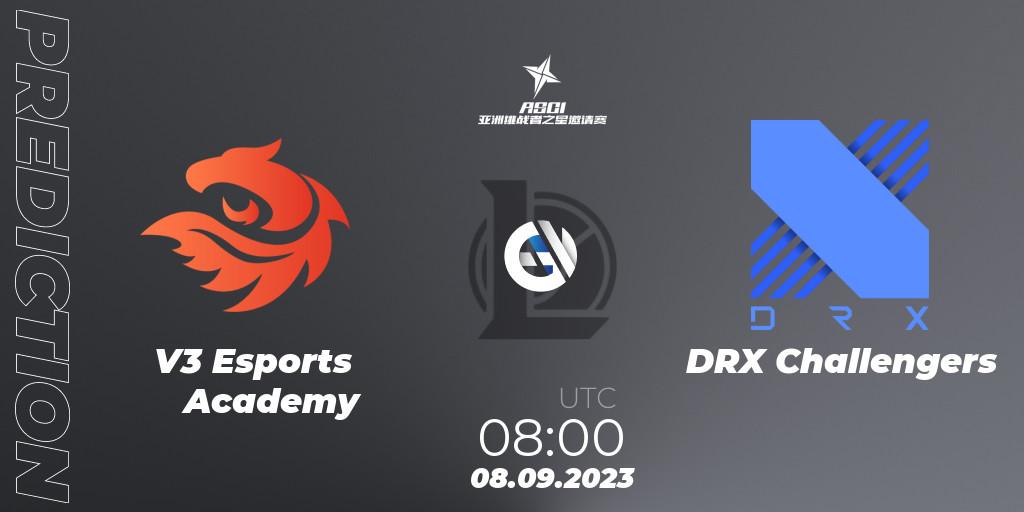 Pronósticos V3 Esports Academy - DRX Challengers. 08.09.2023 at 08:00. Asia Star Challengers Invitational 2023 - LoL