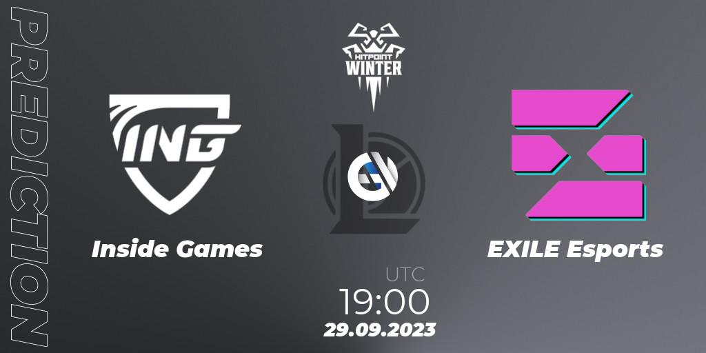 Pronósticos Inside Games - EXILE Esports. 29.09.23. Hitpoint Masters Winter 2023 - Group Stage - LoL