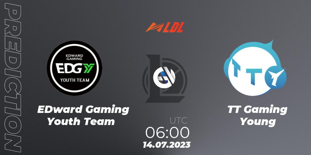 Pronósticos EDward Gaming Youth Team - TT Gaming Young. 14.07.2023 at 06:00. LDL 2023 - Regular Season - Stage 3 - LoL