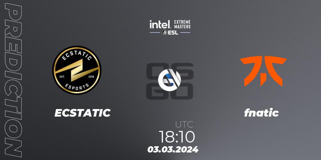 Pronósticos ECSTATIC - fnatic. 03.03.24. Intel Extreme Masters Dallas 2024: European Open Qualifier #1 - CS2 (CS:GO)
