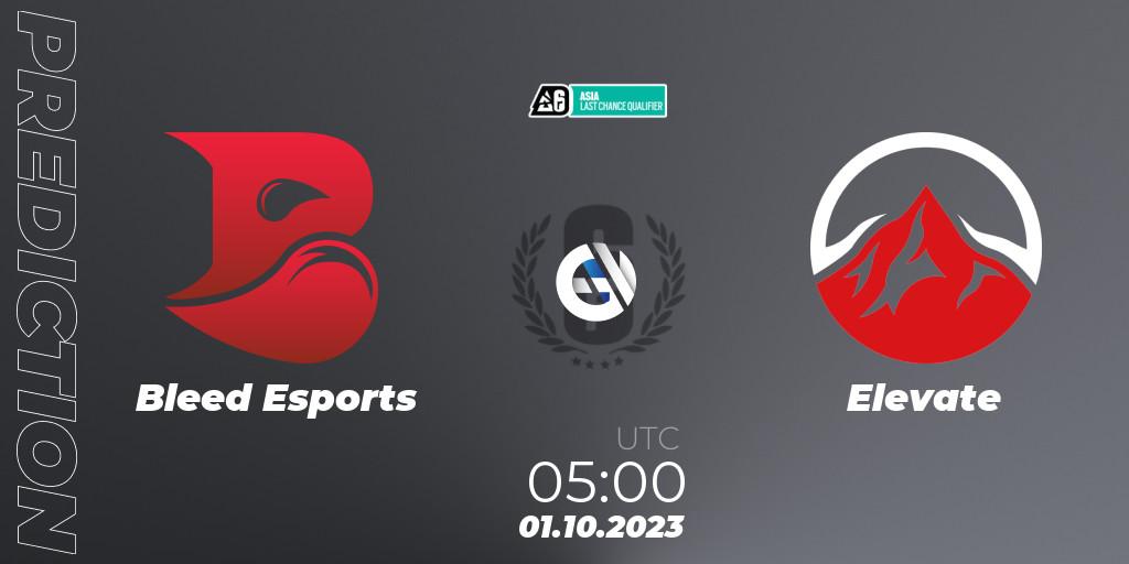 Pronósticos Bleed Esports - Elevate. 01.10.23. Asia League 2023 - Stage 2 - Last Chance Qualifiers - Rainbow Six