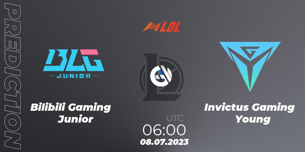 Pronósticos Bilibili Gaming Junior - Invictus Gaming Young. 08.07.2023 at 06:00. LDL 2023 - Regular Season - Stage 3 - LoL