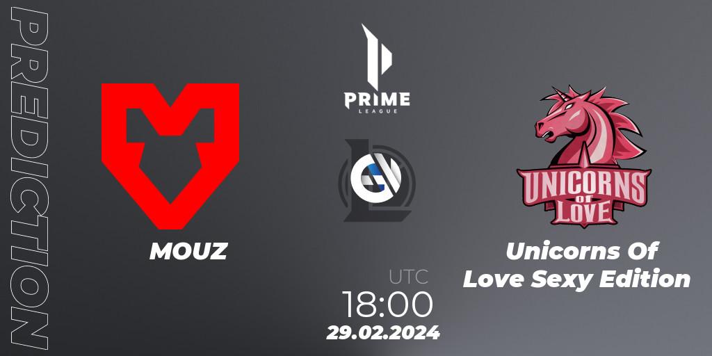 Pronósticos MOUZ - Unicorns Of Love Sexy Edition. 29.02.24. Prime League Spring 2024 - Group Stage - LoL