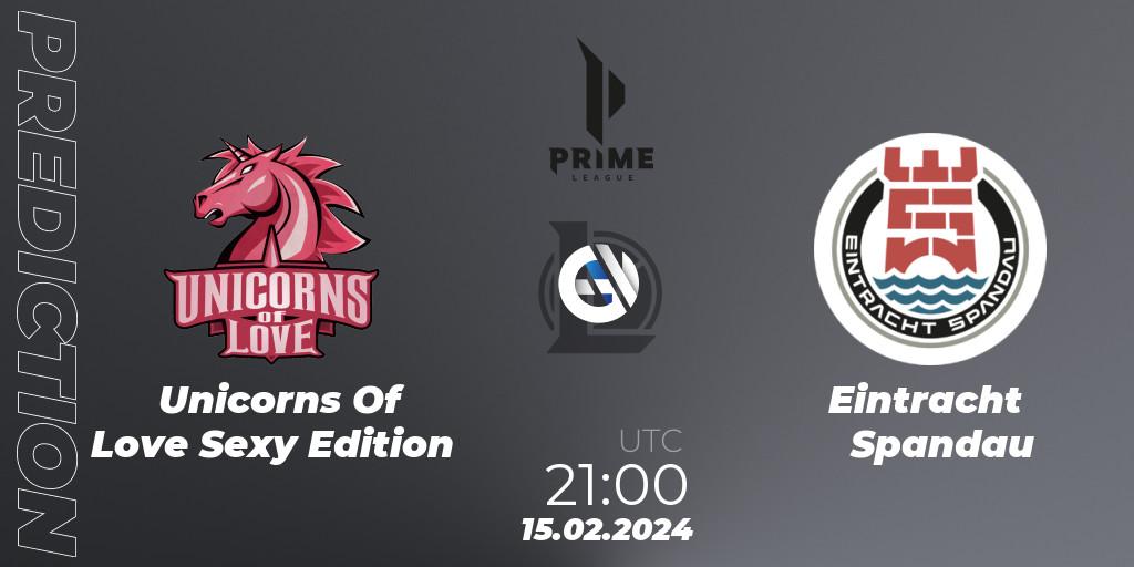 Pronósticos Unicorns Of Love Sexy Edition - Eintracht Spandau. 17.01.2024 at 19:00. Prime League Spring 2024 - Group Stage - LoL