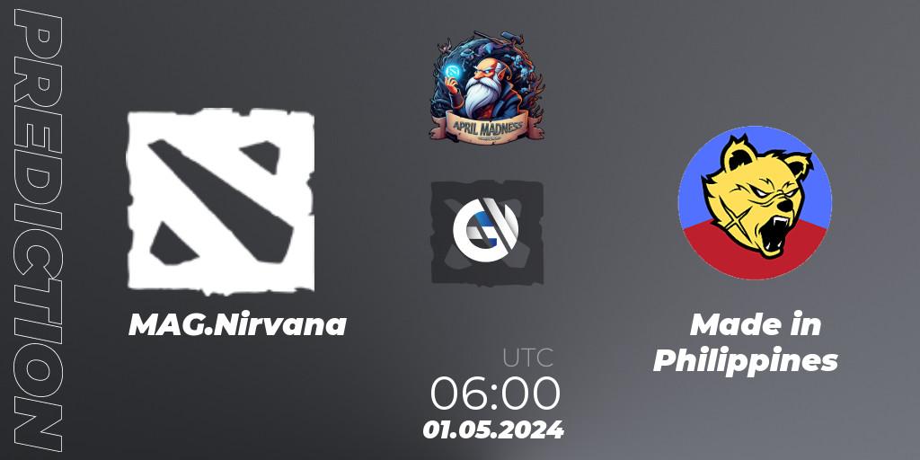 Pronósticos MAG.Nirvana - Made in Philippines. 03.05.2024 at 07:20. April Madness: Dota 2 Championship - Dota 2