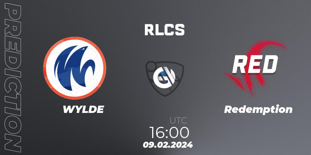 Pronósticos WYLDE - Redemption. 09.02.2024 at 16:00. RLCS 2024 - Major 1: Europe Open Qualifier 1 - Rocket League