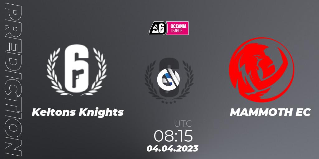 Pronósticos Keltons Knights - MAMMOTH EC. 04.04.2023 at 08:15. Oceania League 2023 - Stage 1 - Rainbow Six