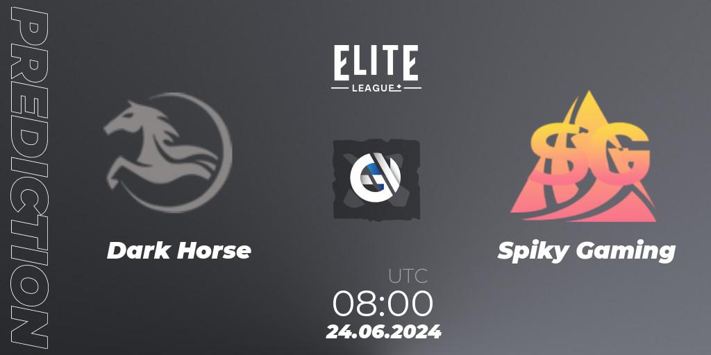 Pronósticos Dark Horse - Spiky Gaming. 24.06.2024 at 06:30. Elite League Season 2: China Closed Qualifier - Dota 2