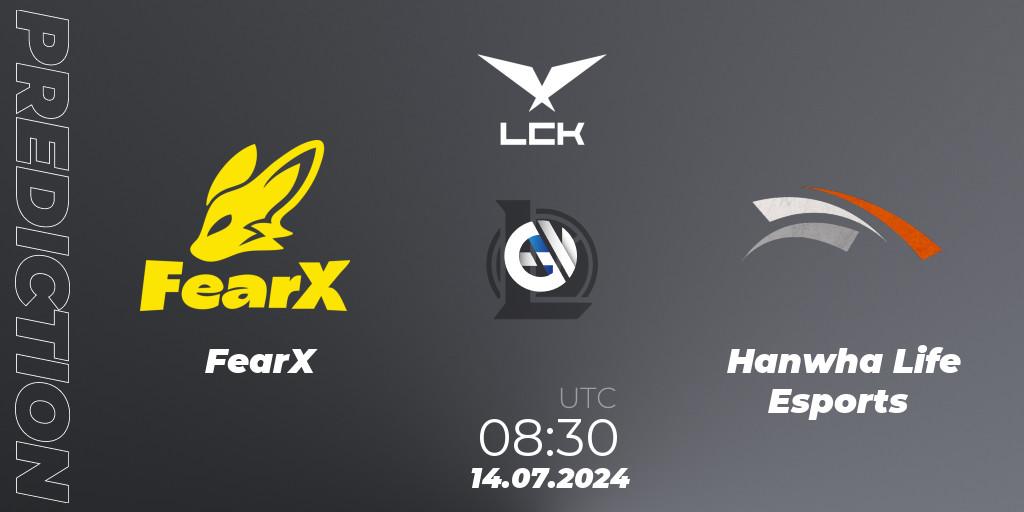 Pronósticos FearX - Hanwha Life Esports. 14.07.2024 at 08:30. LCK Summer 2024 Group Stage - LoL