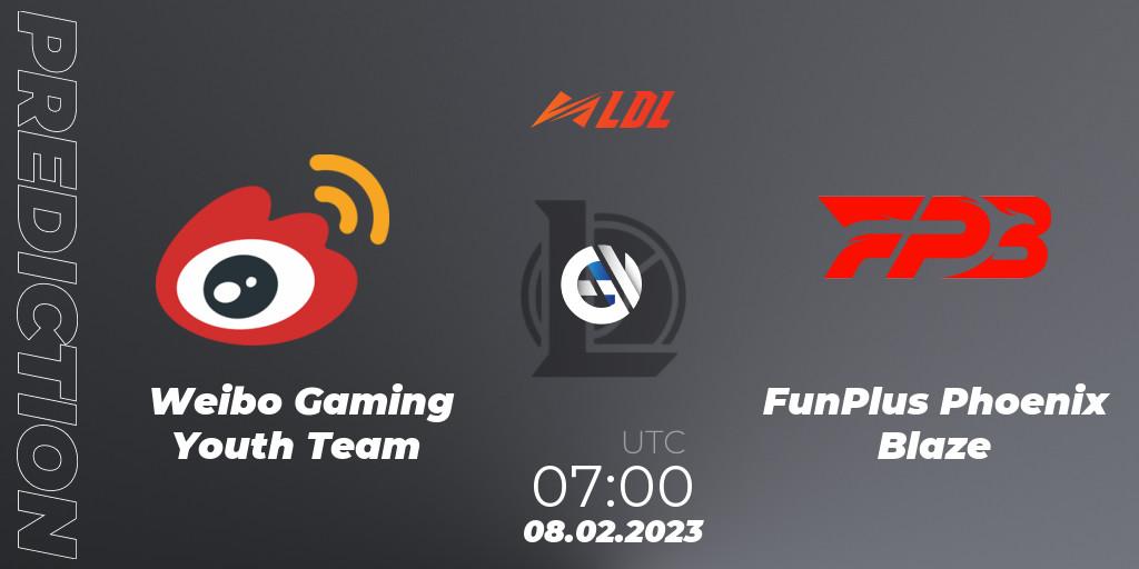 Pronósticos Weibo Gaming Youth Team - FunPlus Phoenix Blaze. 08.02.2023 at 07:00. LDL 2023 - Swiss Stage - LoL