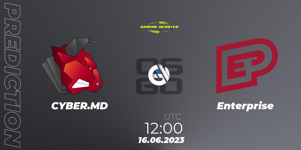 Pronósticos CYBER.MD - Enterprise. 16.06.2023 at 12:00. Gaming Devoted Become The Best: Series #2 - Counter-Strike (CS2)