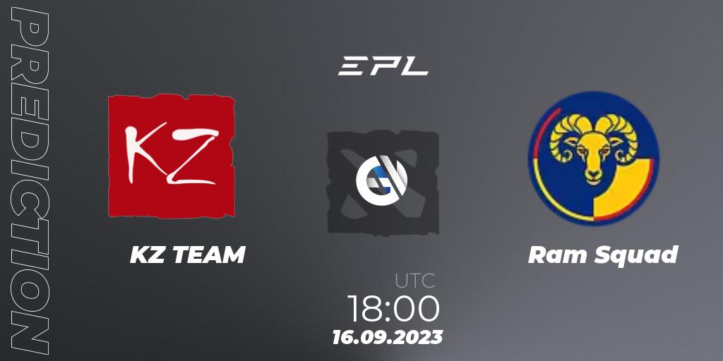 Pronósticos KZ TEAM - Ram Squad. 16.09.2023 at 15:04. European Pro League Season 12 - Dota 2