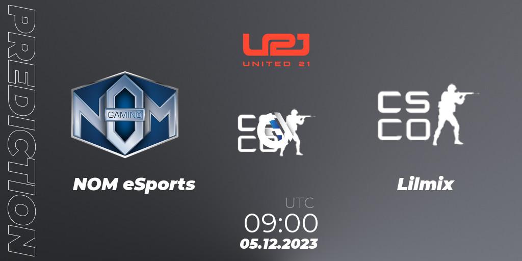 Pronósticos NOM eSports - Lilmix. 05.12.2023 at 09:00. United21 Season 9 - Counter-Strike (CS2)