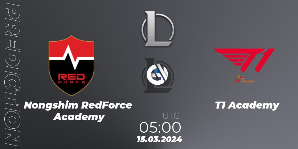 Pronósticos Nongshim RedForce Academy - T1 Academy. 15.03.24. LCK Challengers League 2024 Spring - Group Stage - LoL