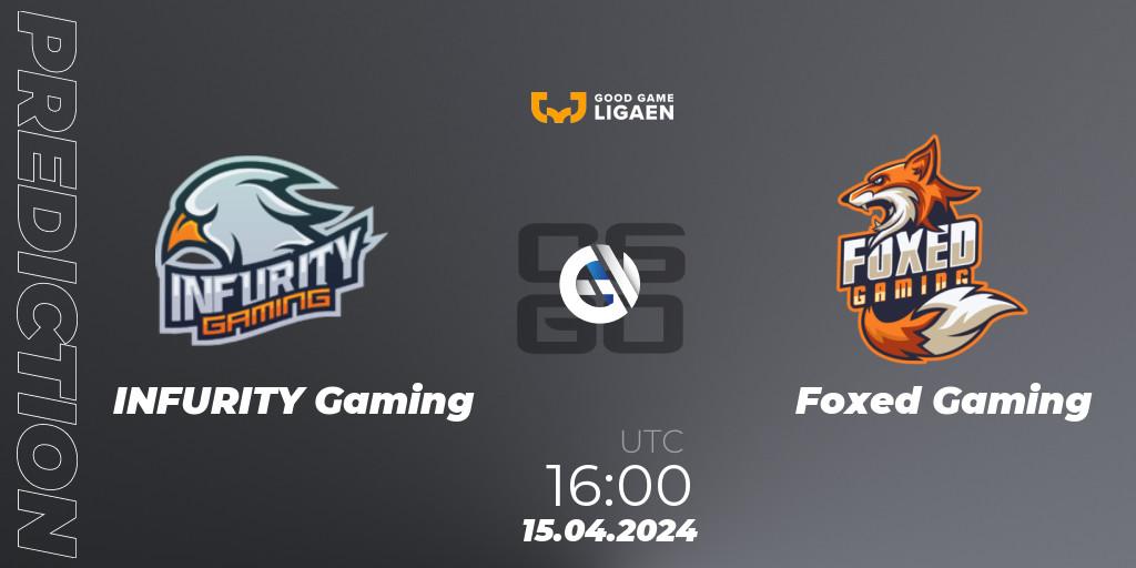 Pronósticos INFURITY Gaming - Foxed Gaming. 15.04.24. Good Game-ligaen Spring 2024 - CS2 (CS:GO)