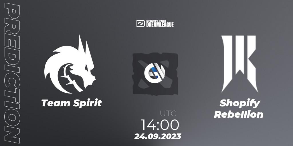 Pronósticos Team Spirit - Shopify Rebellion. 24.09.2023 at 14:18. DreamLeague Season 21 - Dota 2