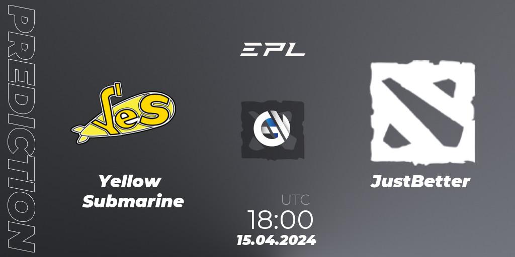 Pronósticos Yellow Submarine - JustBetter. 15.04.24. European Pro League Season 17 - Dota 2