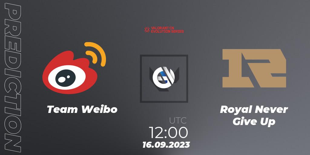 Pronósticos Team Weibo - Royal Never Give Up. 16.09.23. VALORANT China Evolution Series Act 1: Variation - Play-In - VALORANT