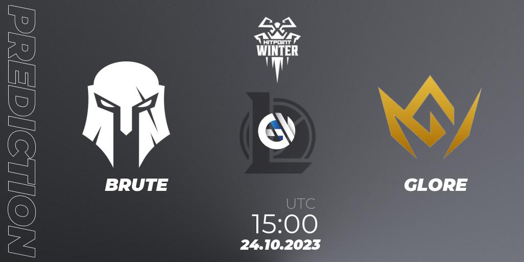 Pronósticos BRUTE - GLORE. 24.10.2023 at 15:00. Hitpoint Masters Winter 2023 - Playoffs - LoL