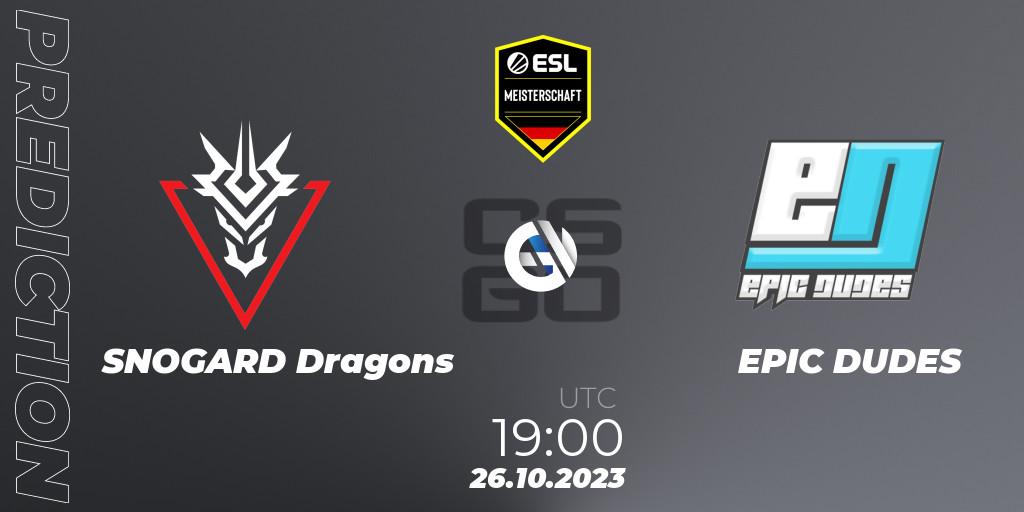 Pronósticos SNOGARD Dragons - EPIC DUDES. 26.10.23. ESL Meisterschaft: Autumn 2023 - CS2 (CS:GO)