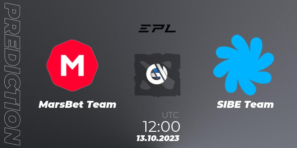 Pronósticos MarsBet Team - SIBE Team. 13.10.2023 at 12:05. European Pro League Season 13 - Dota 2