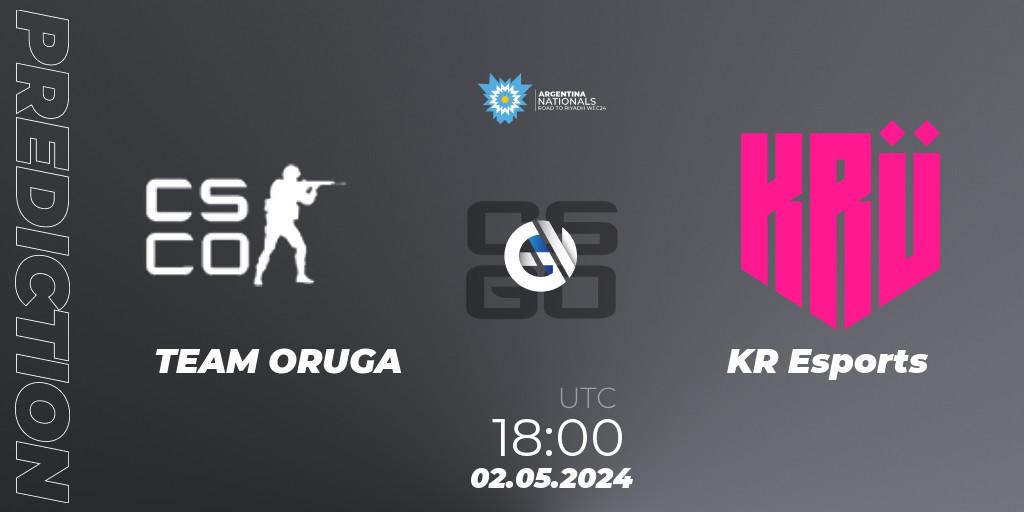 Pronósticos TEAM ORUGA - KRÜ Esports. 02.05.2024 at 18:00. IESF World Esports Championship 2024: Argentina - Counter-Strike (CS2)