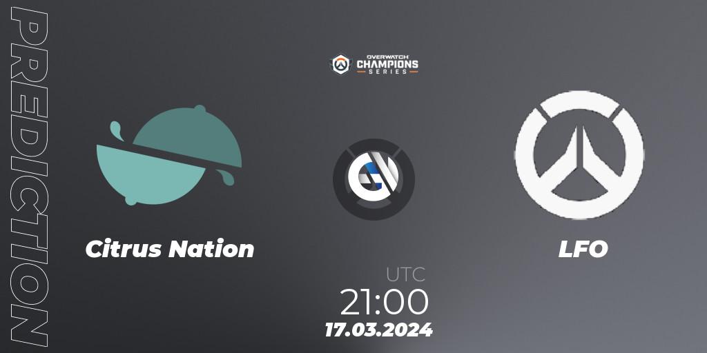 Pronósticos Citrus Nation - LFO. 17.03.2024 at 21:00. Overwatch Champions Series 2024 - North America Stage 1 Group Stage - Overwatch