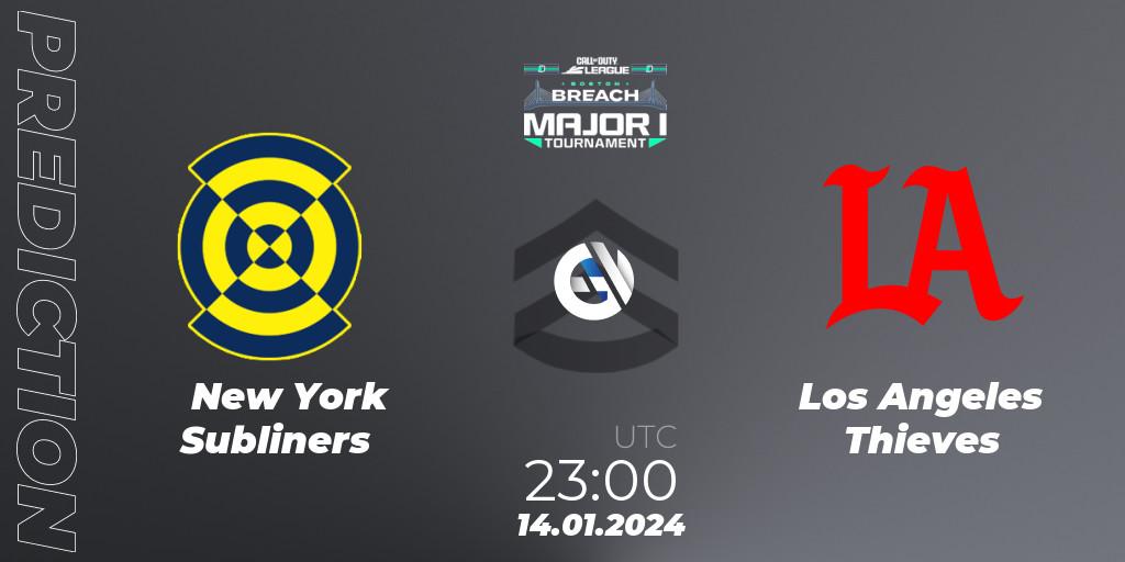 Pronósticos New York Subliners - Los Angeles Thieves. 14.01.2024 at 23:00. Call of Duty League 2024: Stage 1 Major Qualifiers - Call of Duty