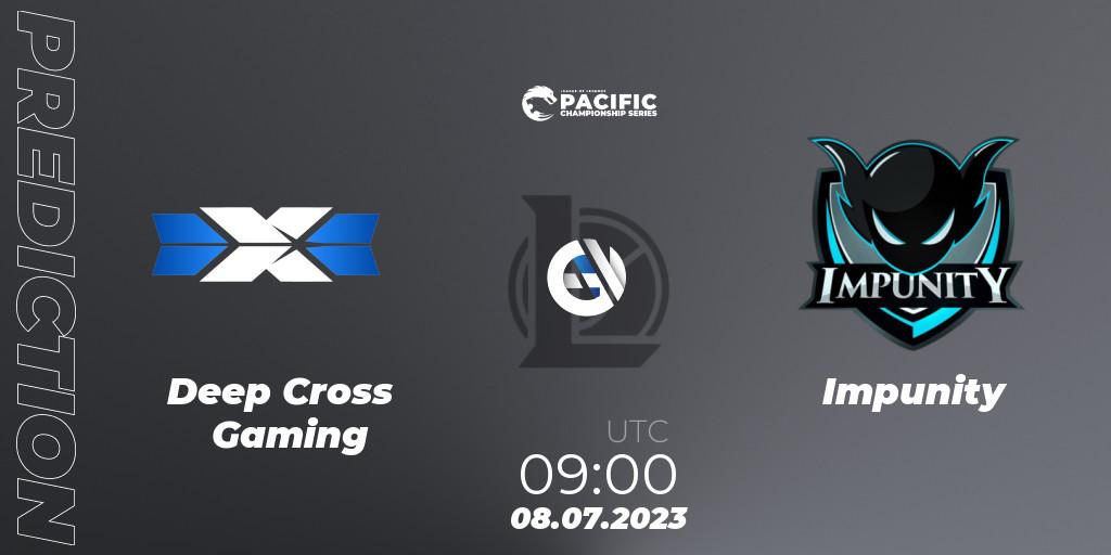Pronósticos Deep Cross Gaming - Impunity. 08.07.2023 at 09:00. PACIFIC Championship series Group Stage - LoL