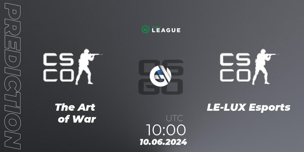 Pronósticos The Art of War - LE-LUX Esports. 10.06.2024 at 10:00. ESEA Season 49: Open Division - Oceania - Counter-Strike (CS2)