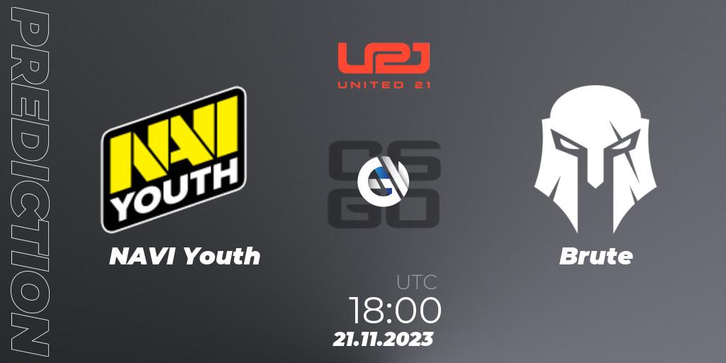 Pronósticos NAVI Youth - Brute. 21.11.2023 at 18:00. United21 Season 8: Division 2 - Counter-Strike (CS2)