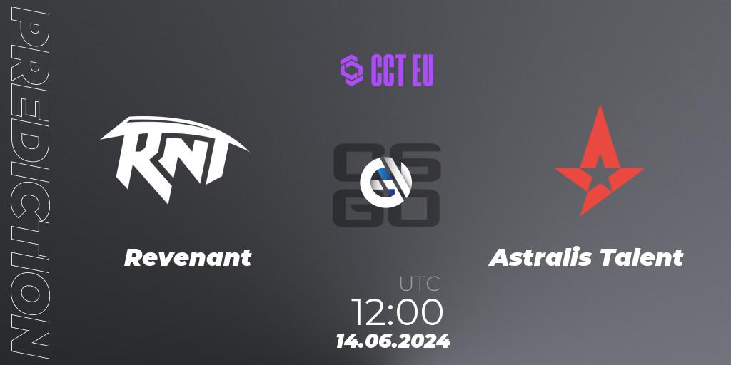 Pronósticos Revenant (Indian team) - Astralis Talent. 14.06.2024 at 12:00. CCT Season 2 European Series #6 Play-In - Counter-Strike (CS2)