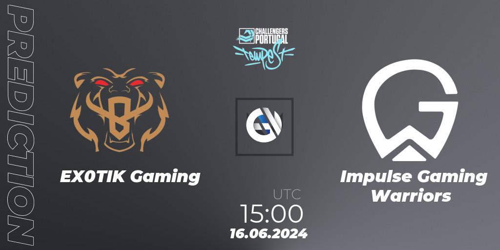 Pronósticos EX0TIK Gaming - Impulse Gaming Warriors. 16.06.2024 at 14:00. VALORANT Challengers 2024 Portugal: Tempest Split 2 - VALORANT