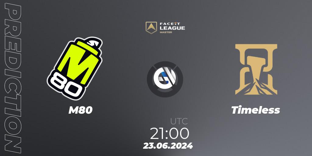 Pronósticos M80 - Timeless. 23.06.2024 at 22:00. FACEIT League Season 1 - NA Master Road to EWC - Overwatch