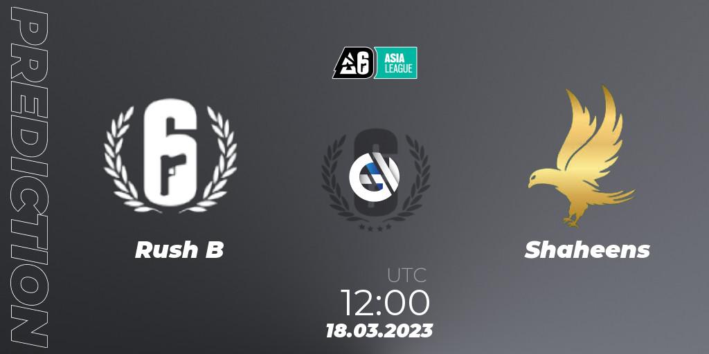 Pronósticos Rush B - Shaheens. 18.03.23. South Asia League 2023 - Stage 1 - Rainbow Six