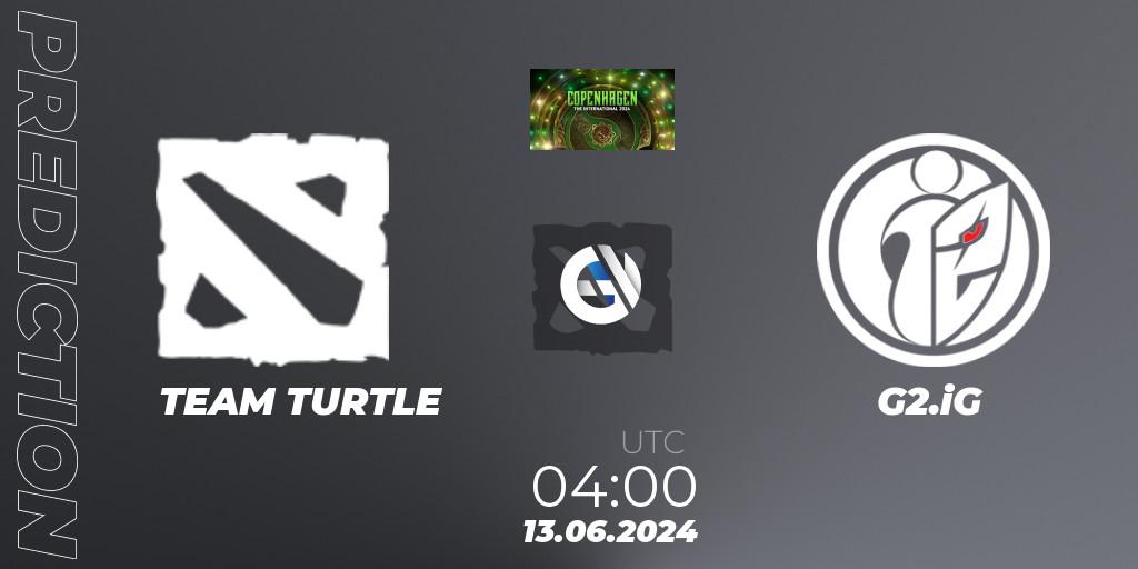 Pronósticos TEAM TURTLE - G2.iG. 13.06.2024 at 04:00. The International 2024 - China Closed Qualifier - Dota 2