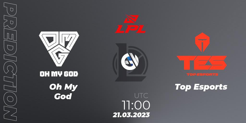 Pronósticos Oh My God - Top Esports. 21.03.23. LPL Spring 2023 - Group Stage - LoL