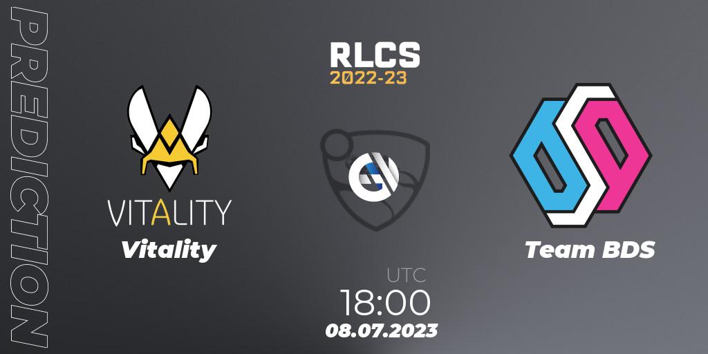 Pronósticos Vitality - Team BDS. 08.07.2023 at 19:15. RLCS 2022-23 Spring Major - Rocket League