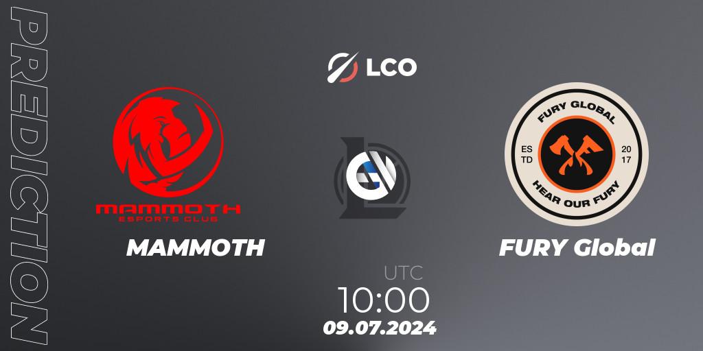 Pronósticos MAMMOTH - FURY Global. 09.07.2024 at 10:00. LCO Split 2 2024 - Group Stage - LoL